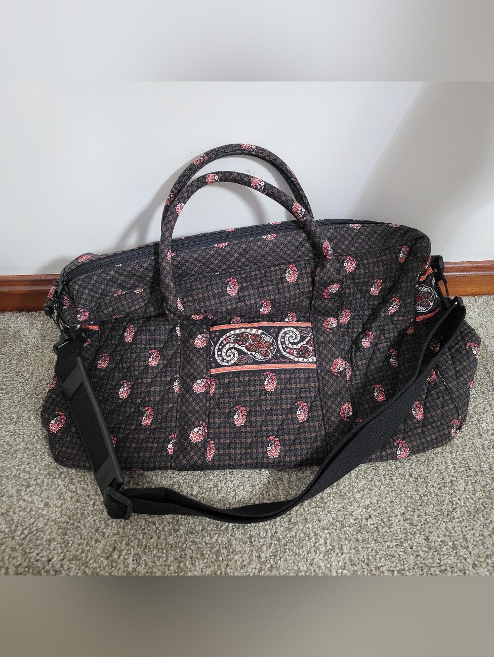 Vera Bradley Weekender Travel Bag Vintage Houndstooth Brown